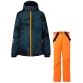 Chlapecký lyžařský komplet - bunda Pander a kalhoty Footstrap Fluo Orange